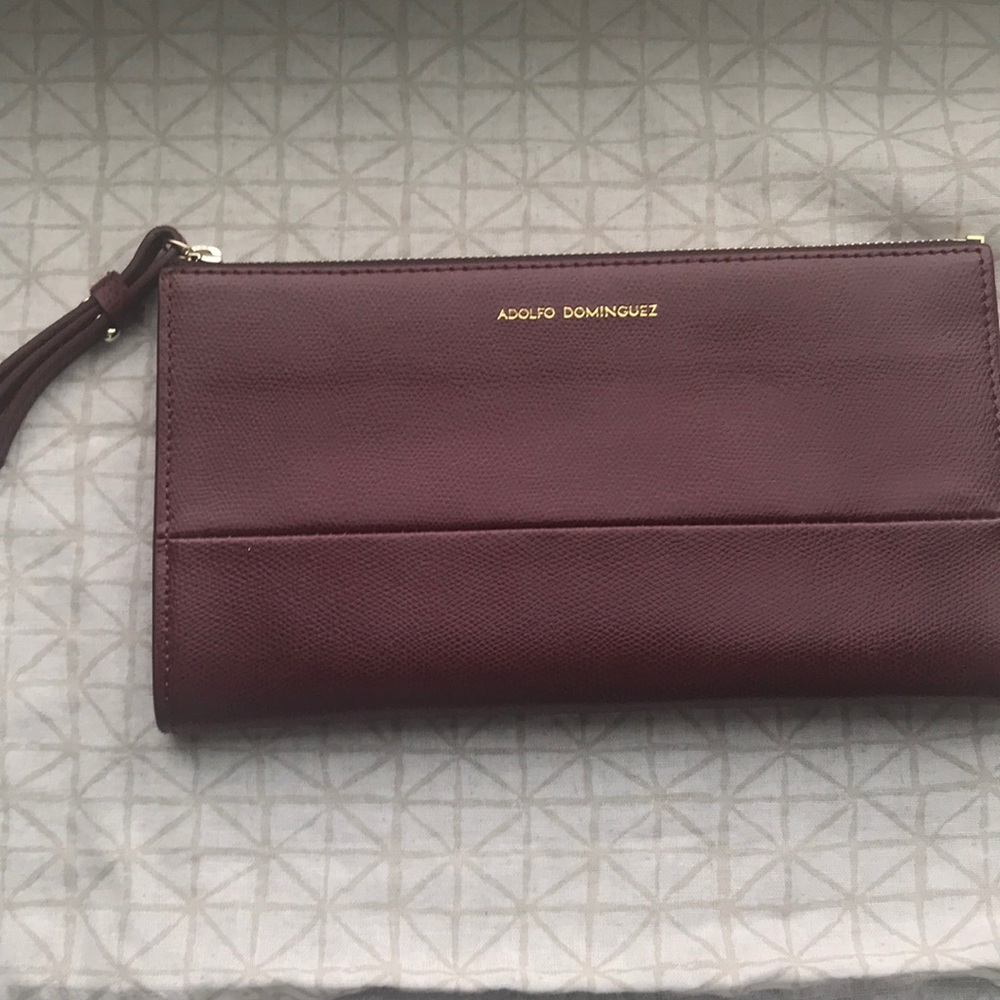 Adolfo Dominguez leather clutch handbag